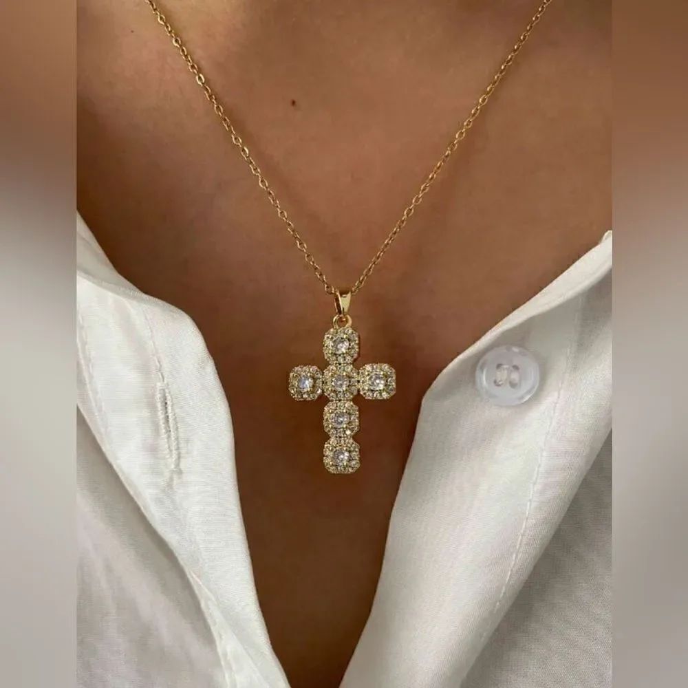 Diamond cross necklace #1400